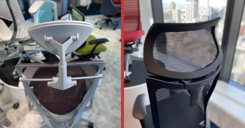 コンテッサセコンダとバロンチェアの可動式ヘッドレストの比較画像