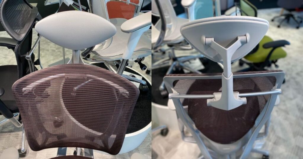 正面と後ろから見たコンテッサ セコンダの小型ヘッドレスト