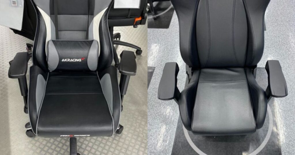 左：AKRacing Pro-X V2の座面、右：AKRacing Premiumの座面